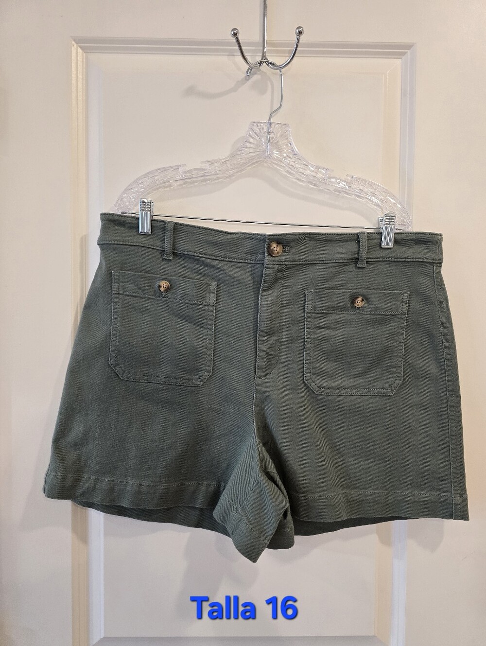 LOFT Olive Utility Shorts with Front Patch Pockets